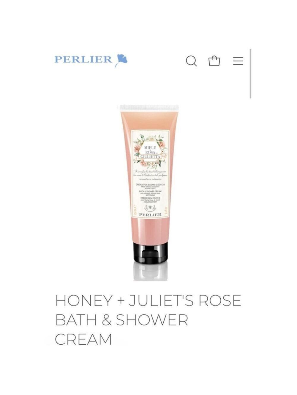 New Perlier Honey + Juliet's Rose Bath & Shower Cream 8.4 oz Peach